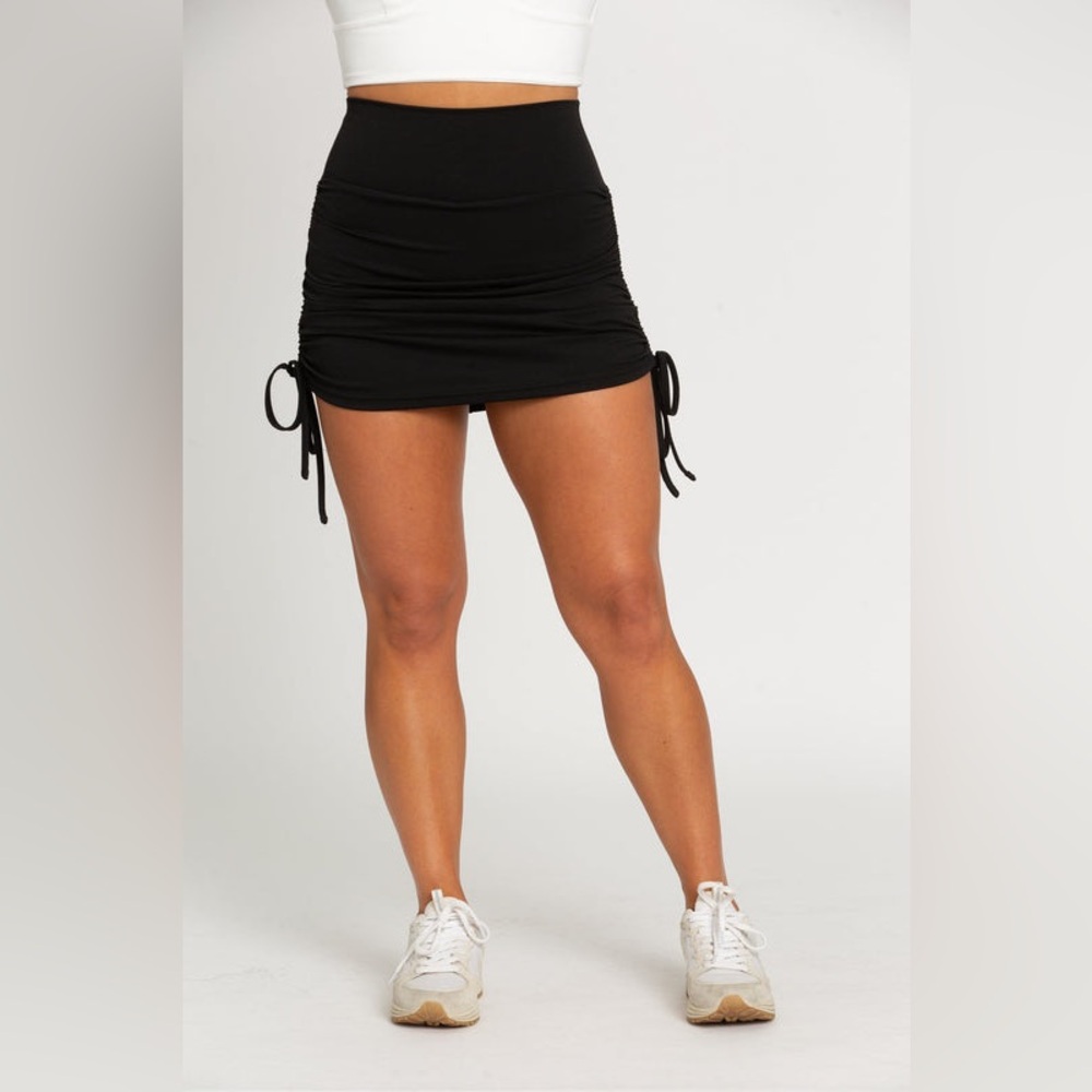 Gold Hinge Double Tie Adjustable Ruched Skort, Size S